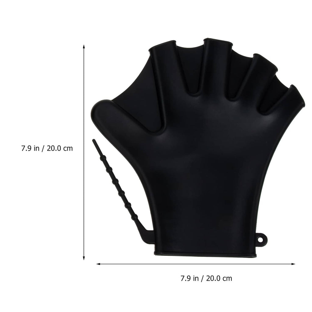 Black aquatic resistance glove, 7.9 in / 20 cm size, open fingers and wrist loop