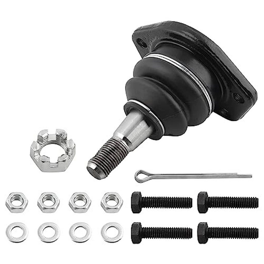 Front upper ball joint assembly with black boot, threaded stud, and installation wrench.