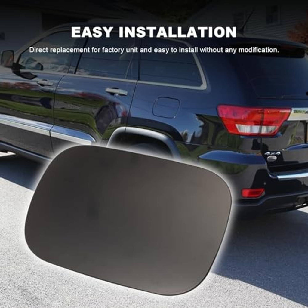 Black fuel tank filler door cover installed on vehicle rear quarter
