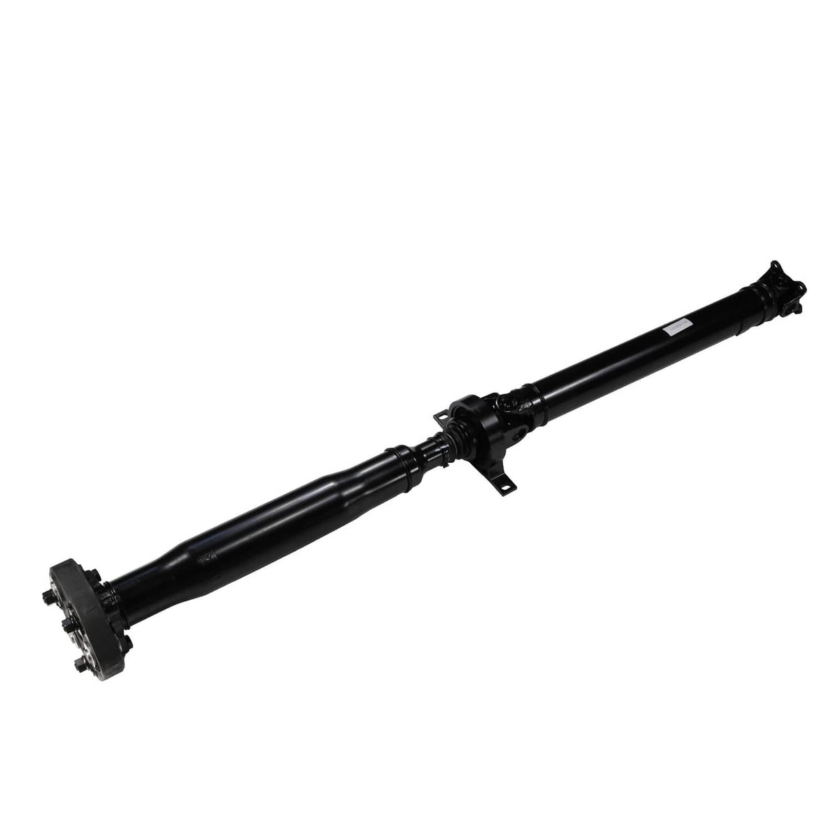 Propeller shaft assembly with universal joints and end yoke flanges, black