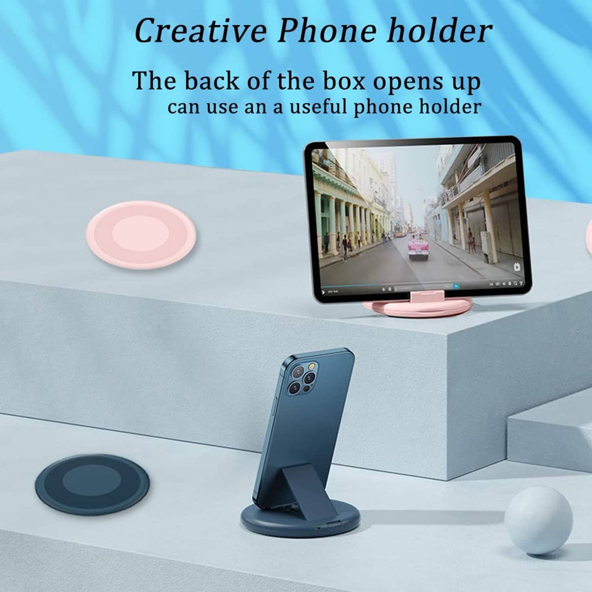 Pink phone holder charging kit with open case accessory and tablet screen stand