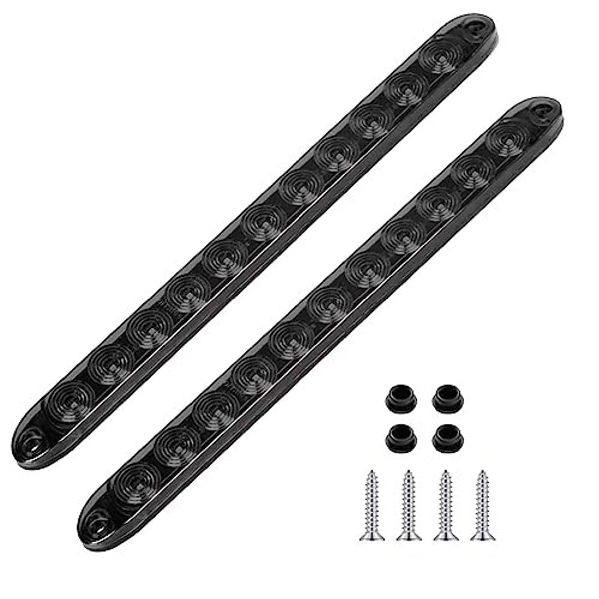 Two black slim LED trailer tail light bars with mounting screws and small hardware