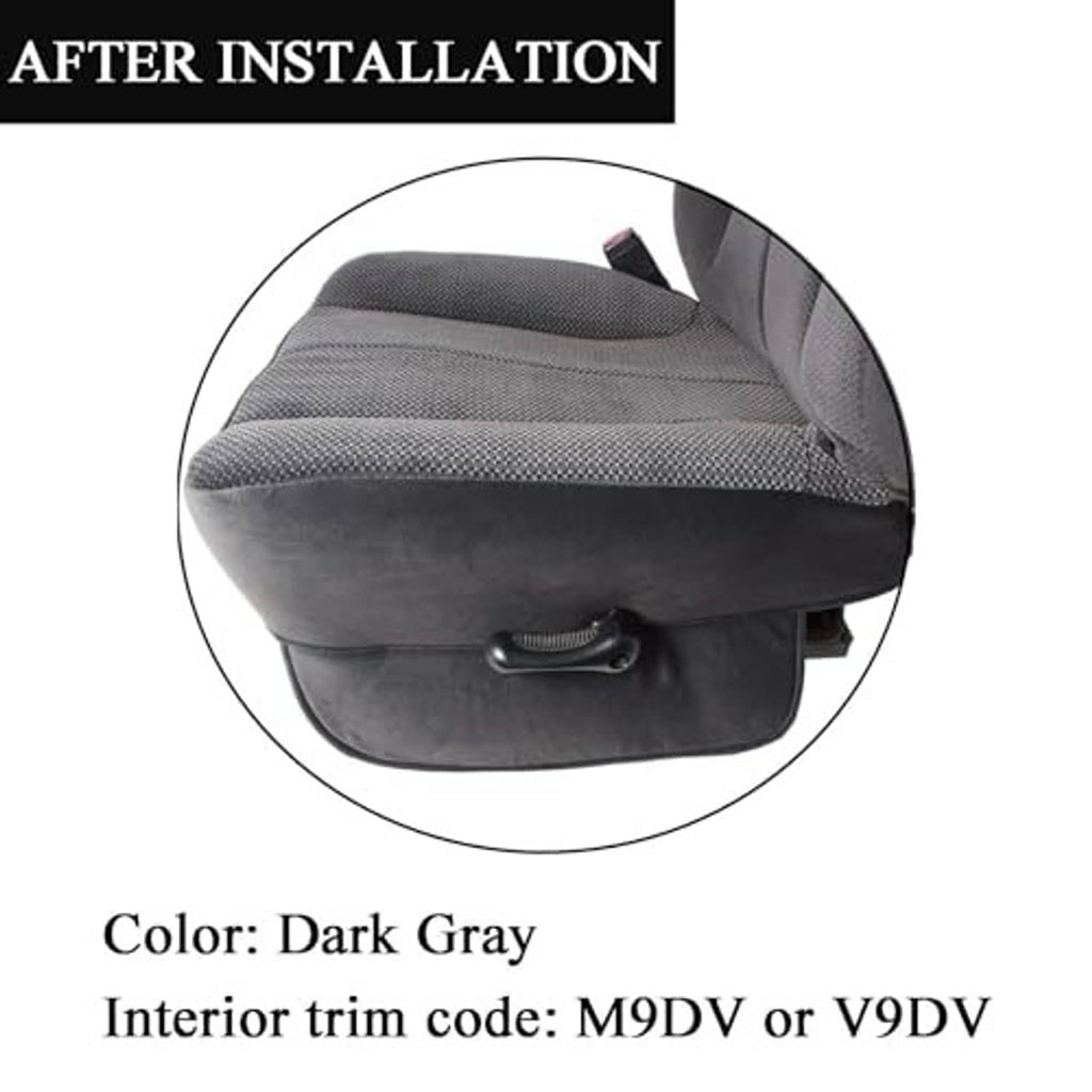 Dark gray cloth seat bottom replacement cover, after-install view