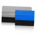 Set of two vinyl wrap squeegees with felt pads, blue and gray handles