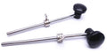 Bass drum pedal beater heads set with black rubber mallets and chrome shafts