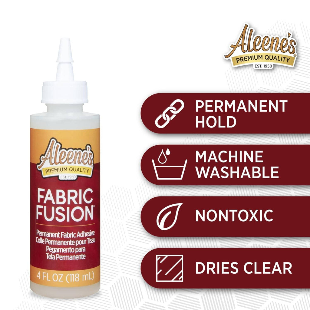 Aleene's Fabric Fusion bottle with permanent hold, machine washable, non-toxic, dries clear.