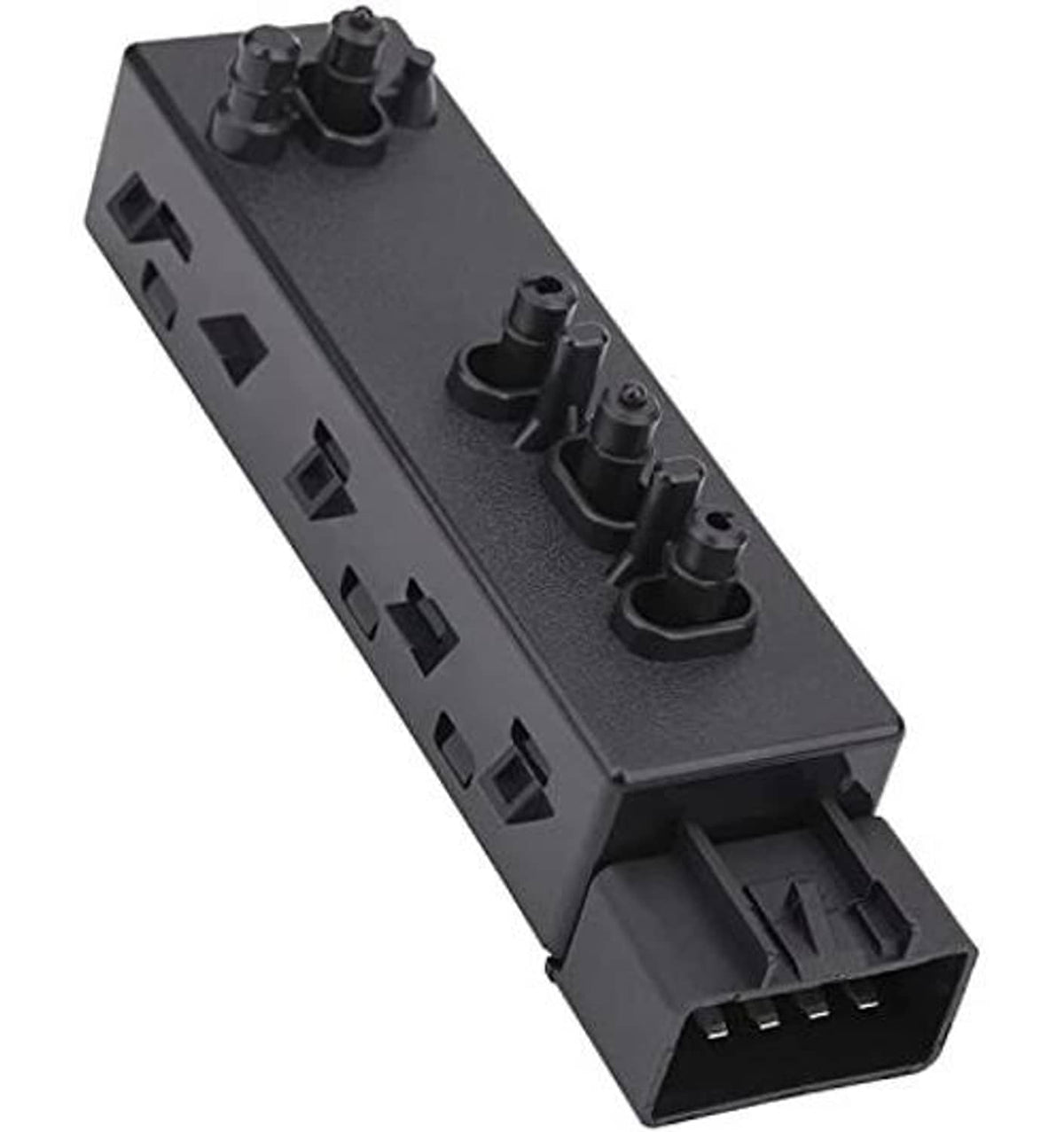 Power recliner seat switch module with side ports and multi-knob control cluster