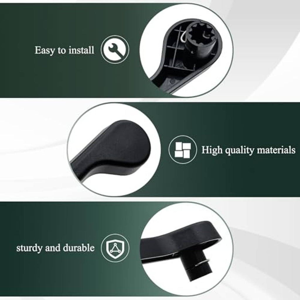Black seat recliner lever with textured grip and mounting post detail