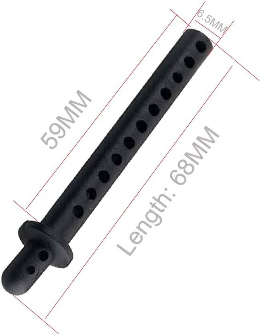 Black vented plastic RC body shell post, approx 68mm length