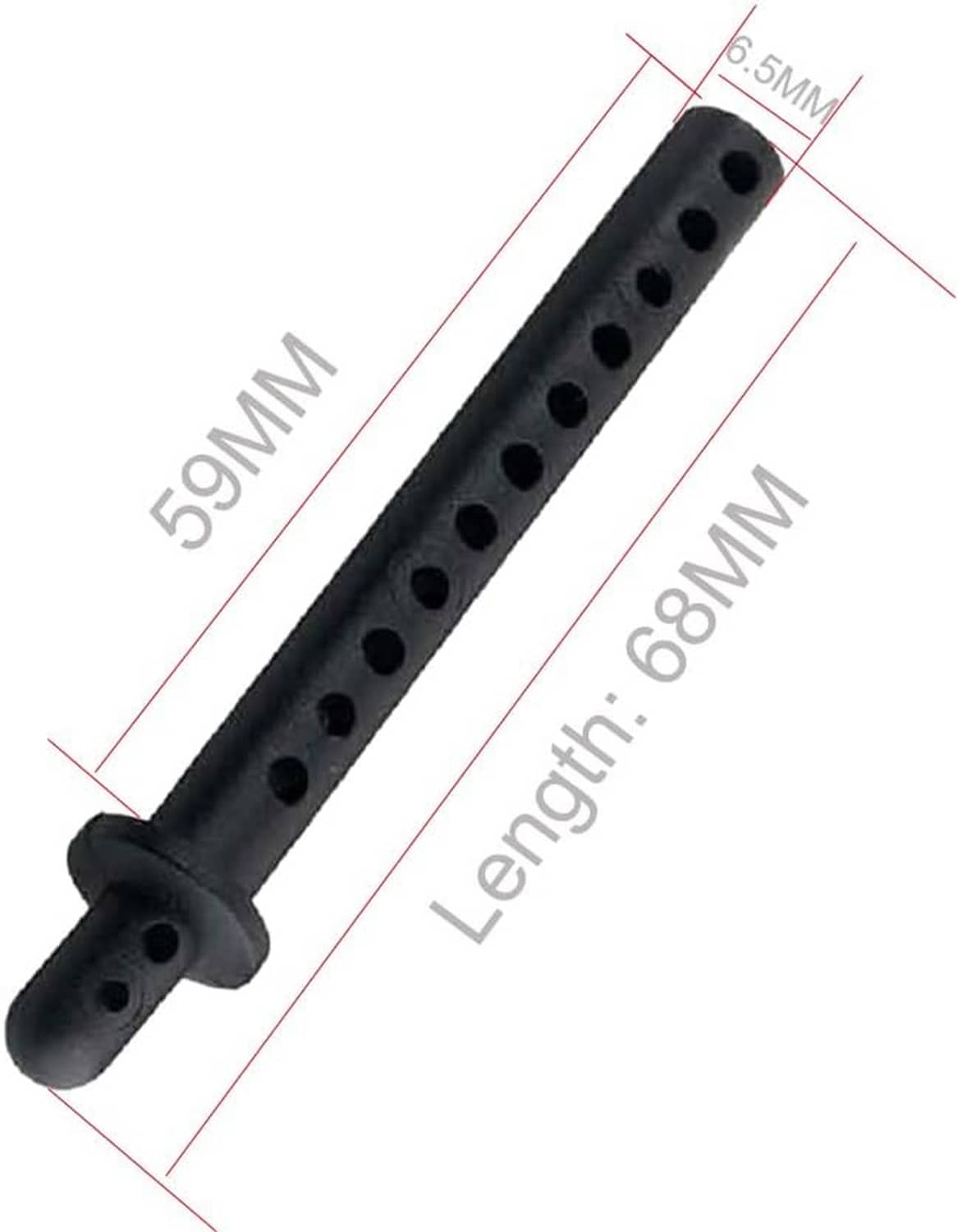 Black vented plastic RC body shell post, approx 68mm length