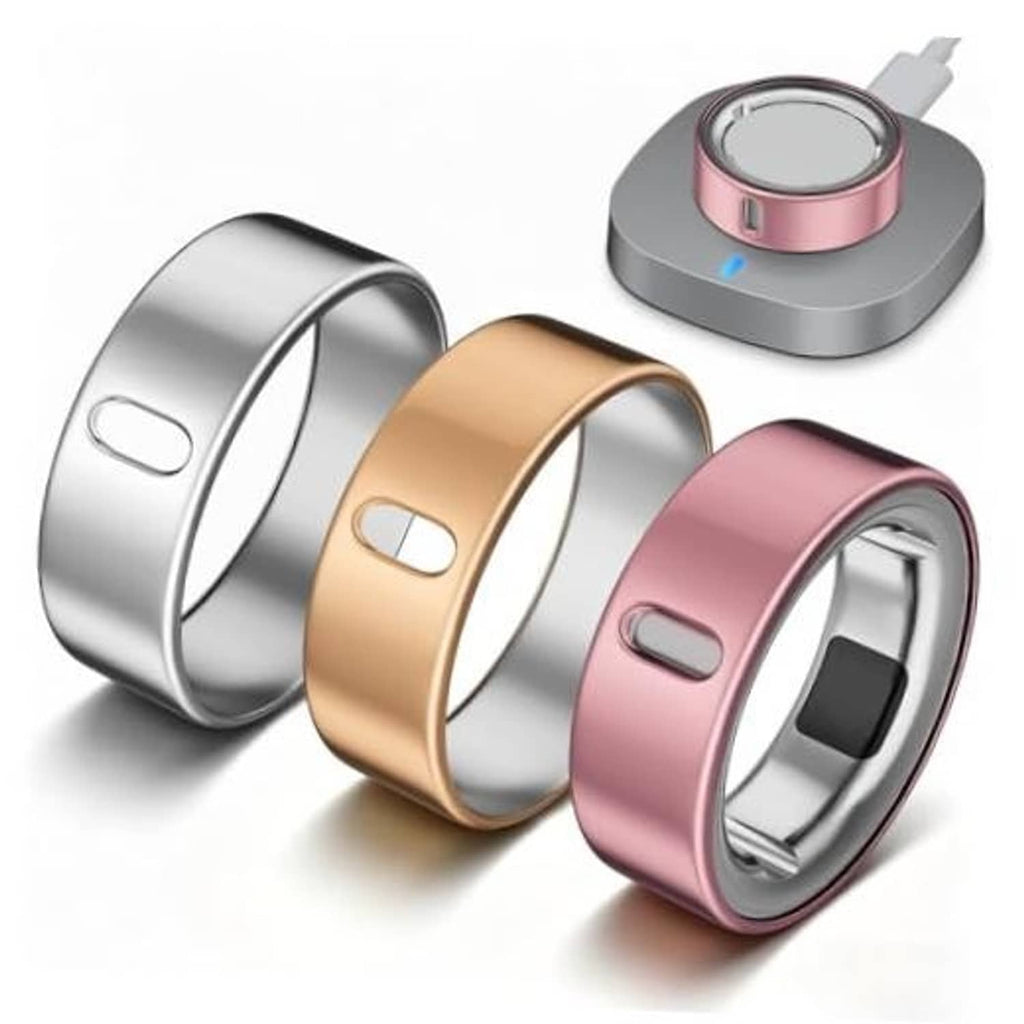 3-pack TPU ring covers: silver, rose gold, and pink with cutout for sensor
