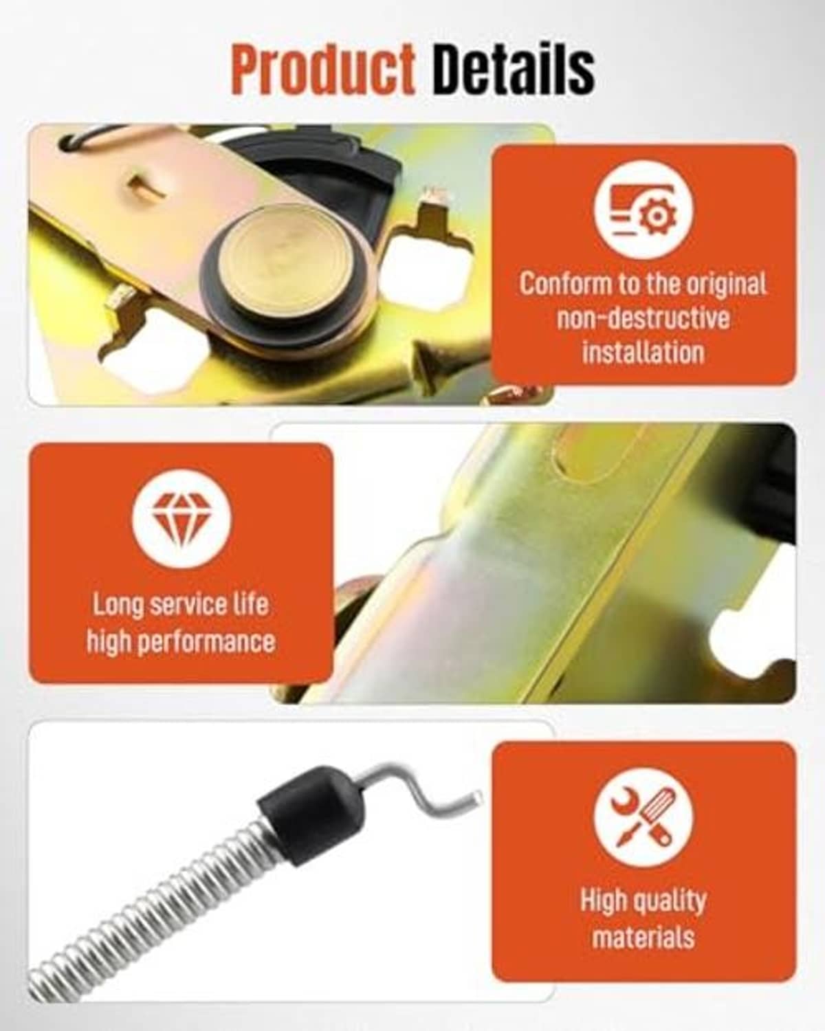 Throttle cable detail: yellow lever with black cable and black spring adjuster