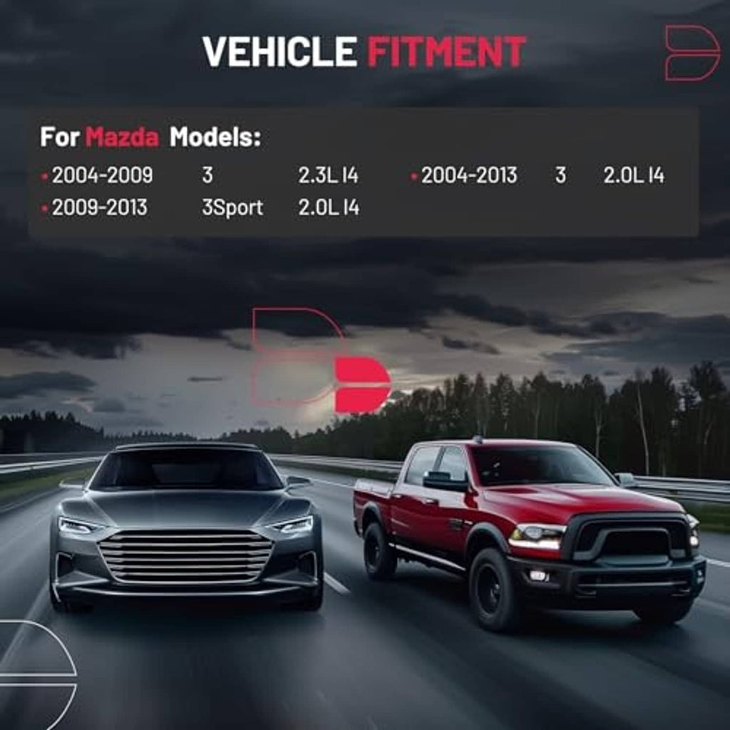 Vehicle fitment promo graphic with two cars on a highway