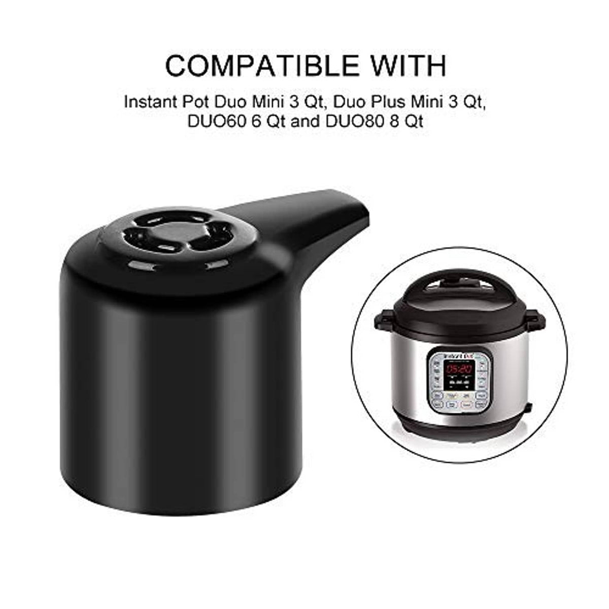 Black steam release valve handle replacement for Instant Pot, with top vent dial