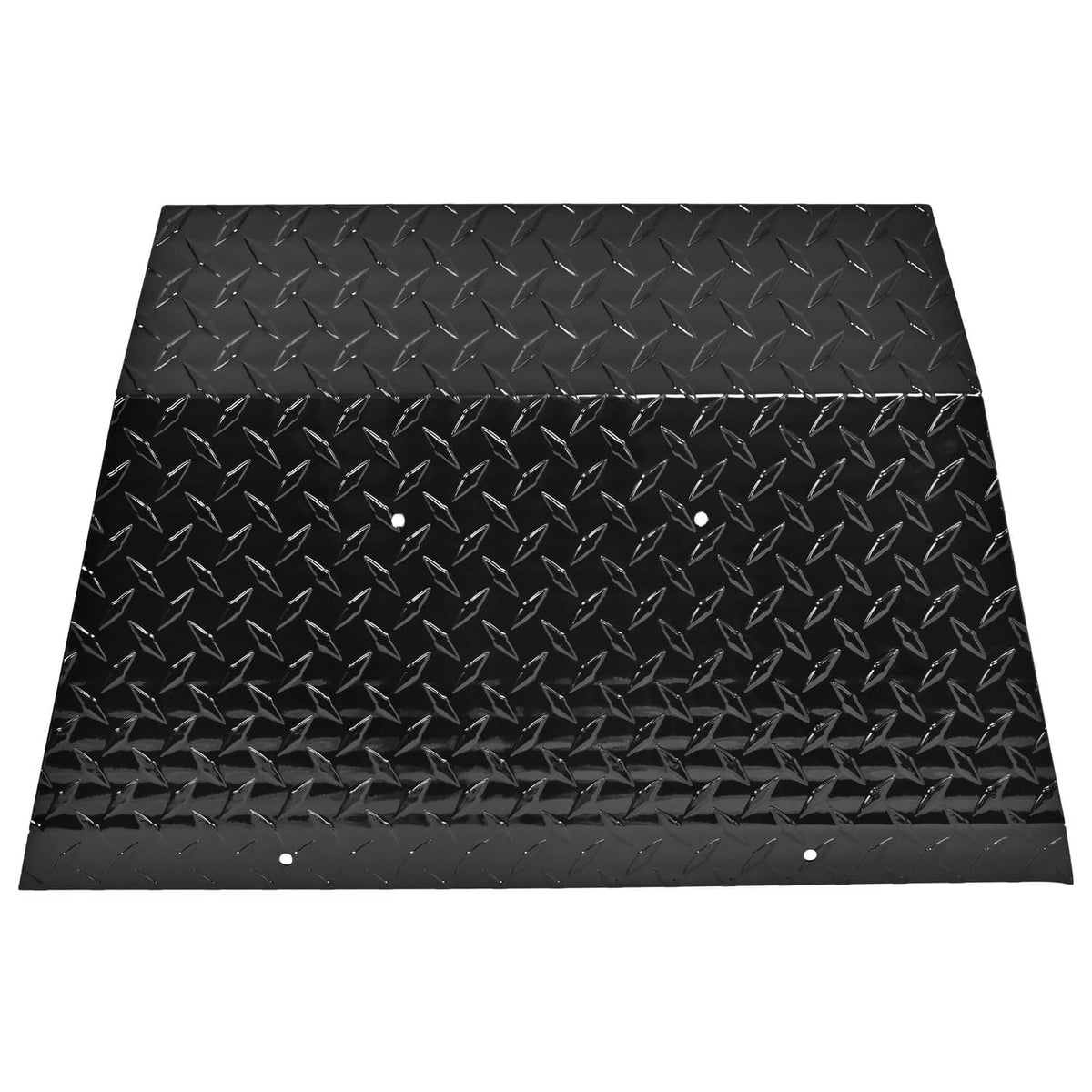 Black diamond-plate front bumper cover with embossed texture and bolt holes