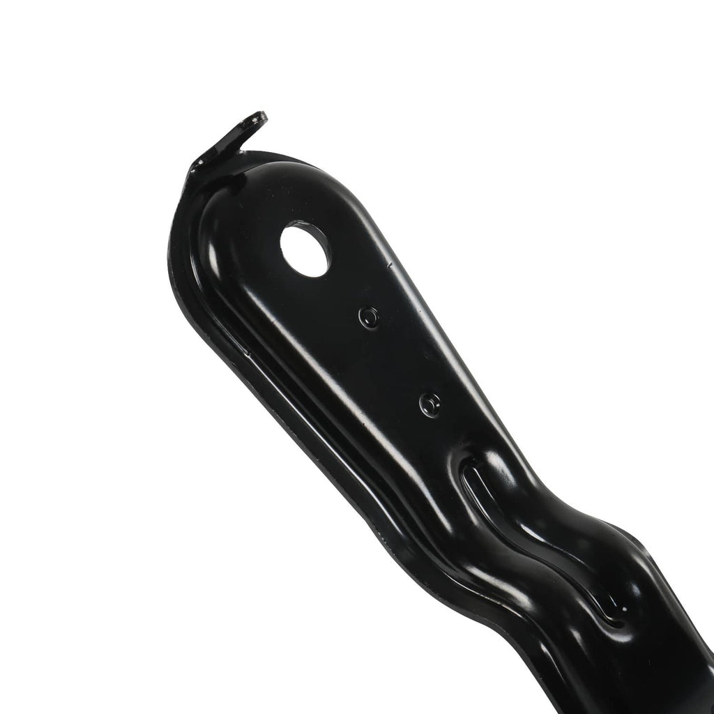 Fuel tank reservoir valve bracket in black stamped metal with mounting holes