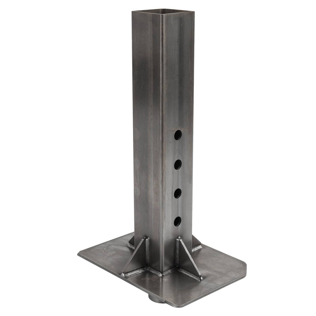 Heavy-duty trailer coupler adapter inner part, steel post with hole pattern and wide base