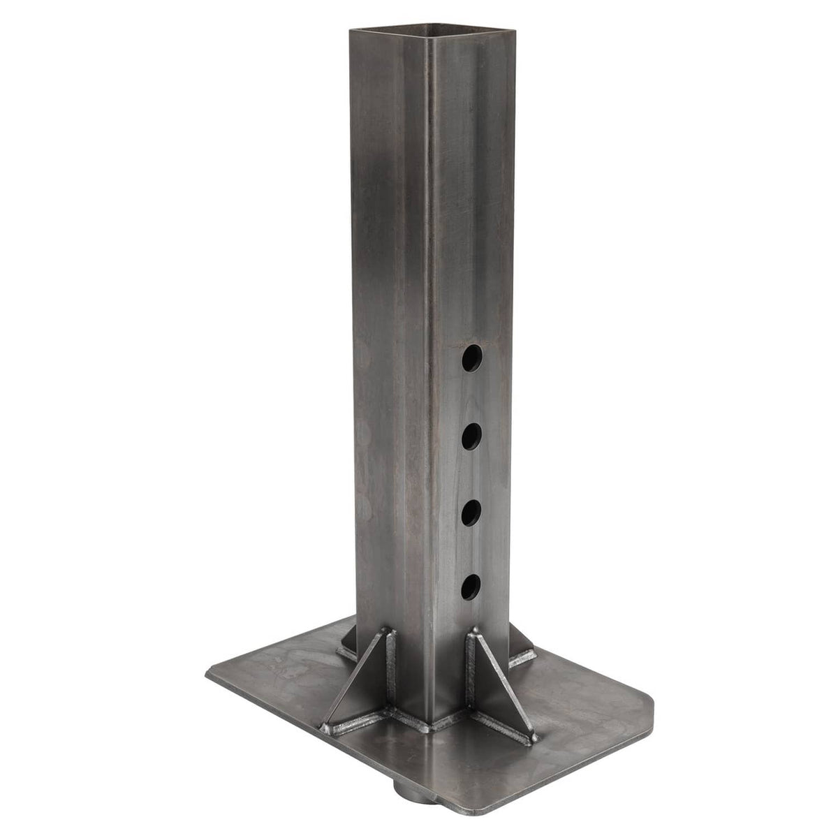 Heavy-duty trailer coupler adapter inner part, steel post with hole pattern and wide base