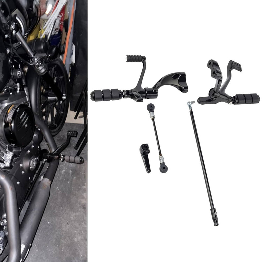 Forward control footpeg assembly and lever linkage with black hardware