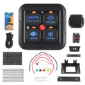 Square black 4-group on/off switch panel circuit control box with LED indicator icons