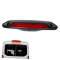 Center high mount third brake light assembly with red LED lens and black housing
