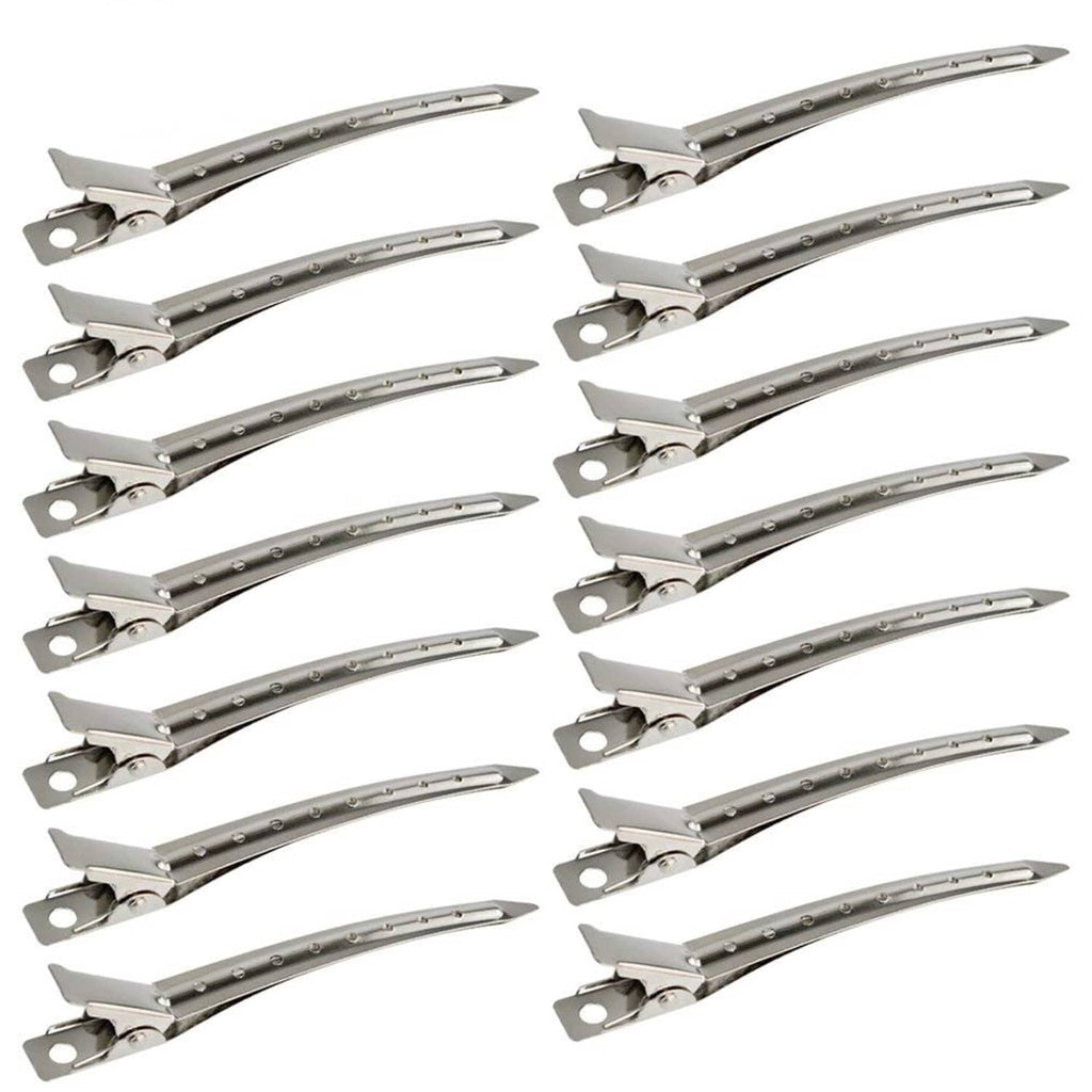 Set of metal duck-bill clips with alligator-style grips, 3.5 in length