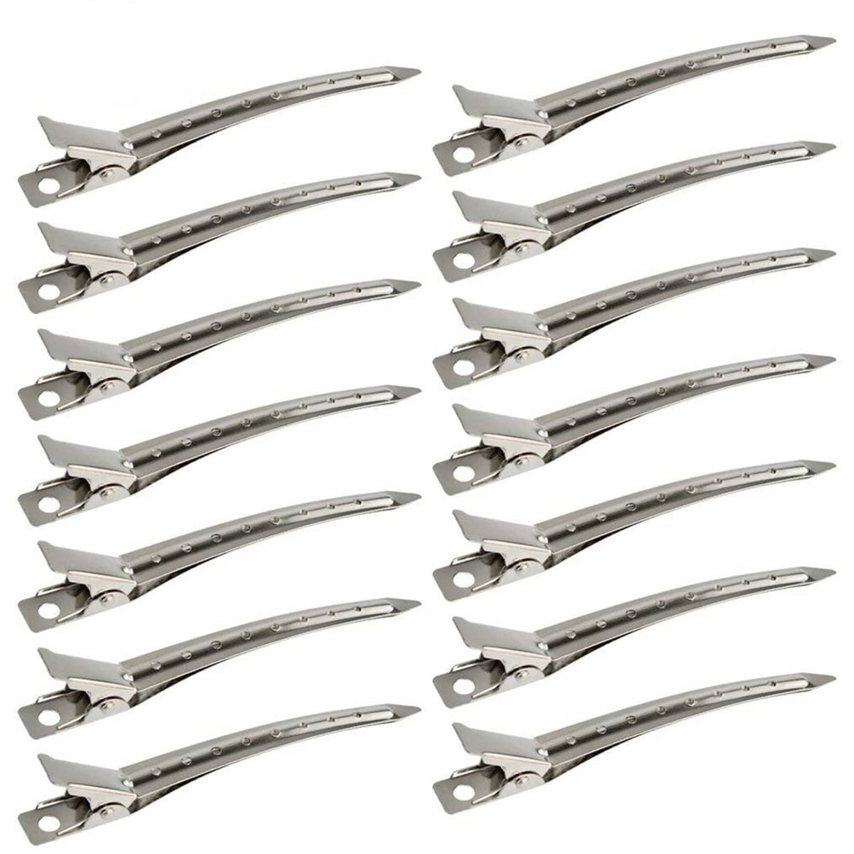 Set of metal duck-bill clips with alligator-style grips, 3.5 in length
