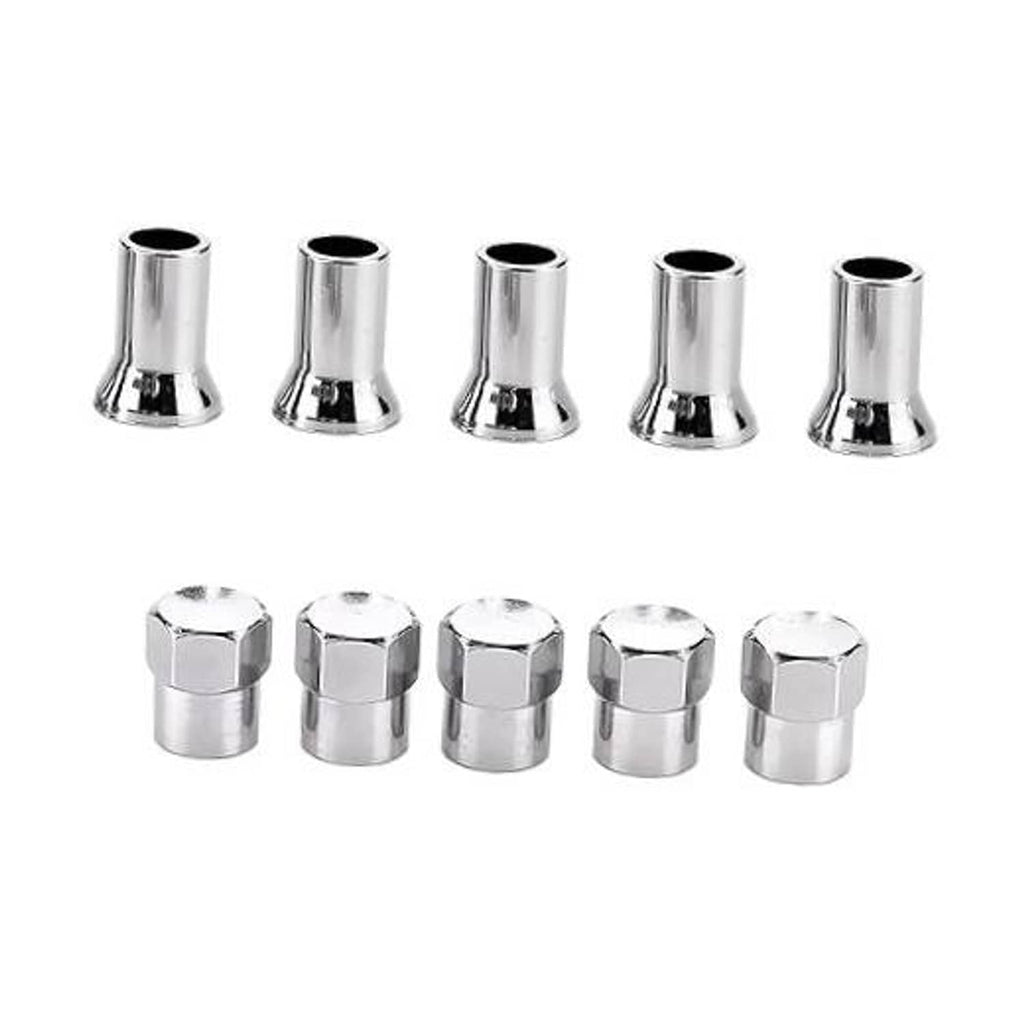 Chrome plated wheel valve stem covers set with 5 horn-style caps, shiny finish