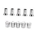 Chrome plated wheel valve stem covers set with 5 horn-style caps, shiny finish