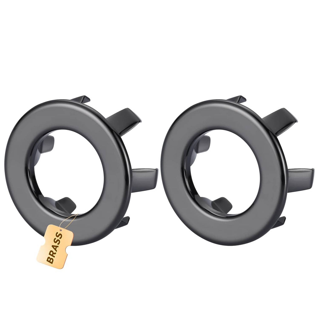 Black bathroom sink overflow ring with three support legs, 2-pack