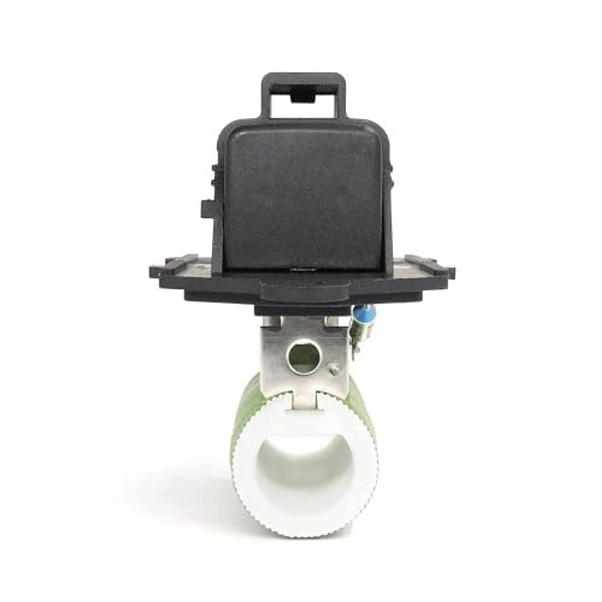 Engine cooling fan motor relay assembly, rear view with black cover and green coil