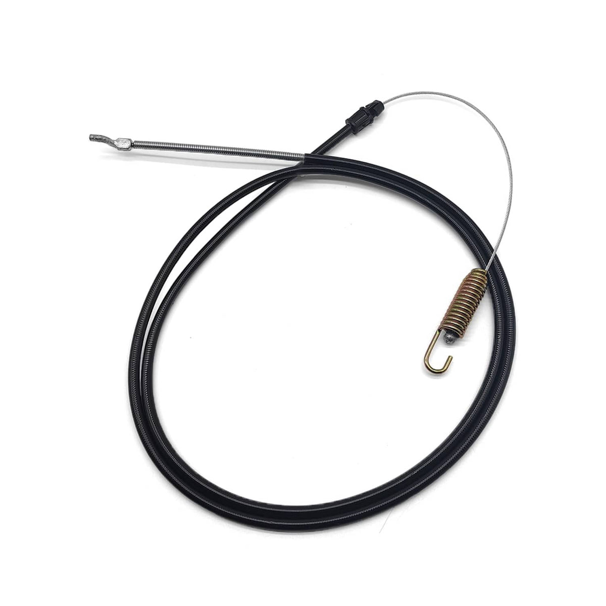 Black traction cable with spring tension and metal loop ends for self-propelled mower