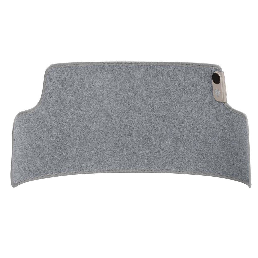 Gray under-desk heater roll cover with power control port on side