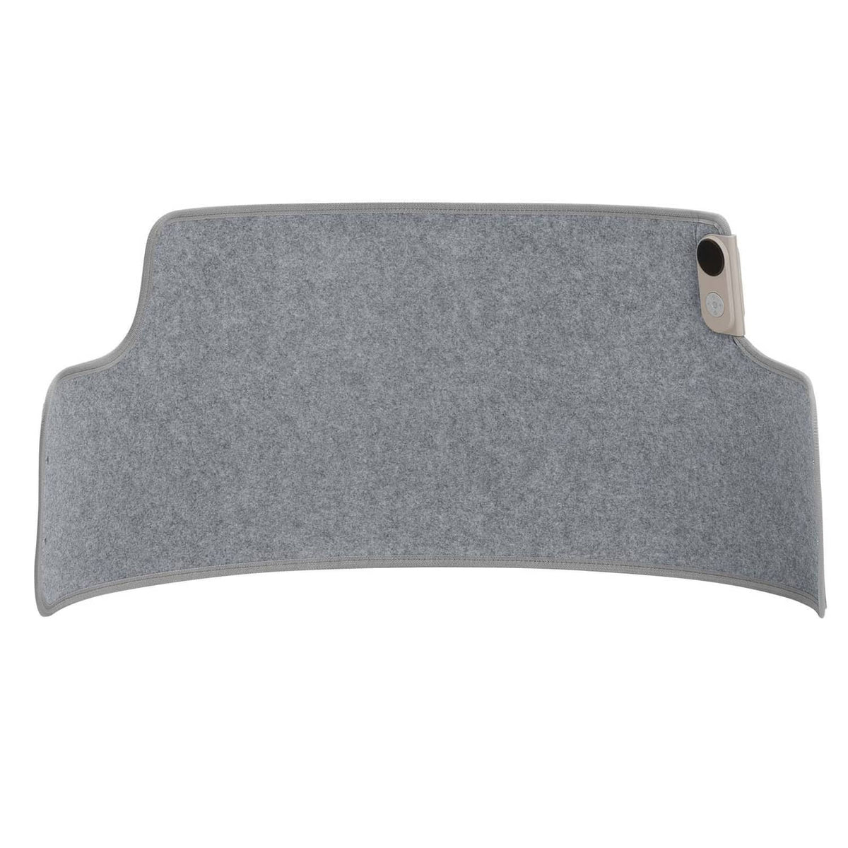 Gray under-desk heater roll cover with power control port on side