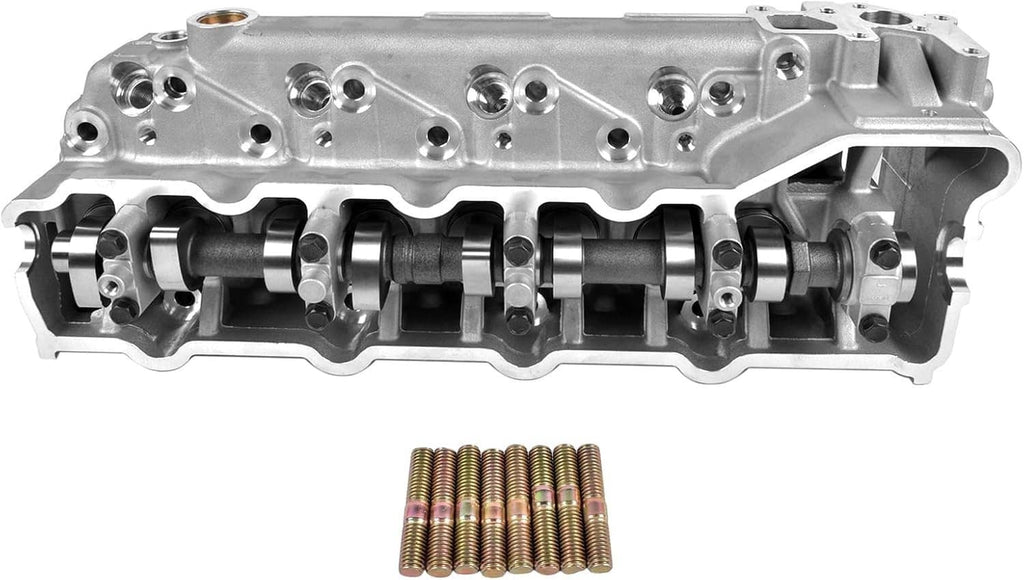 Cylinder head assembly top view with rocker area and threaded stud set
