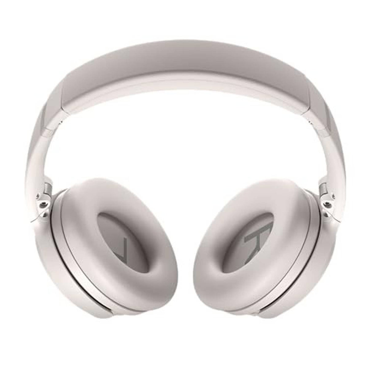 White smoke over-ear headphones front view with dual padded ear cups