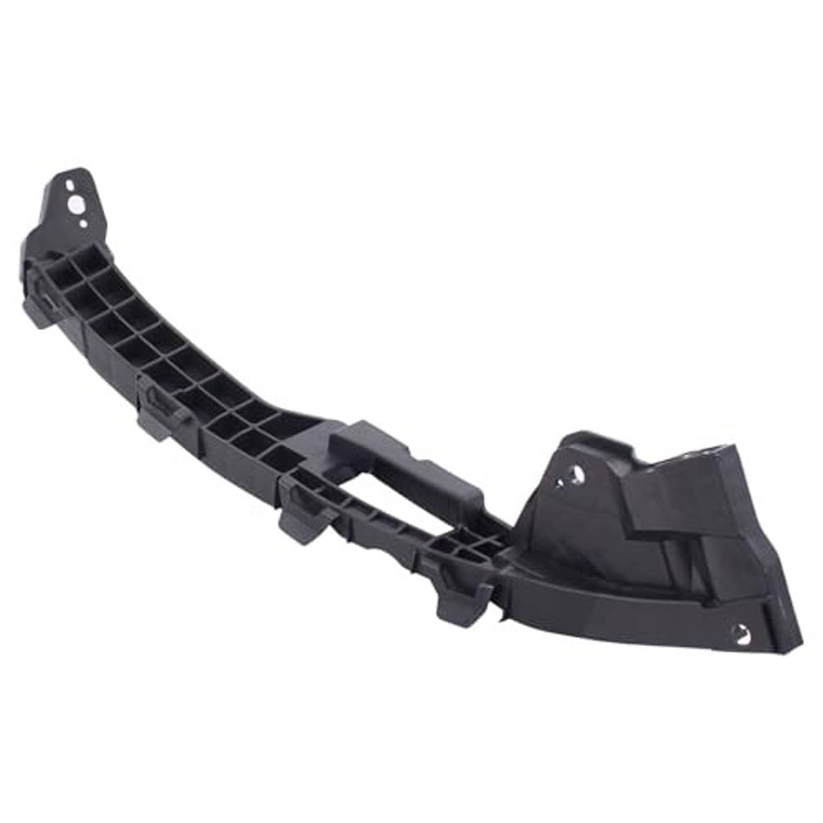 Black bumper headlight bracket mount retainer support with grille-style structure and tabs