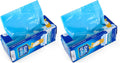 Jumbo drawstring litter box liner box set with blue bags draped open