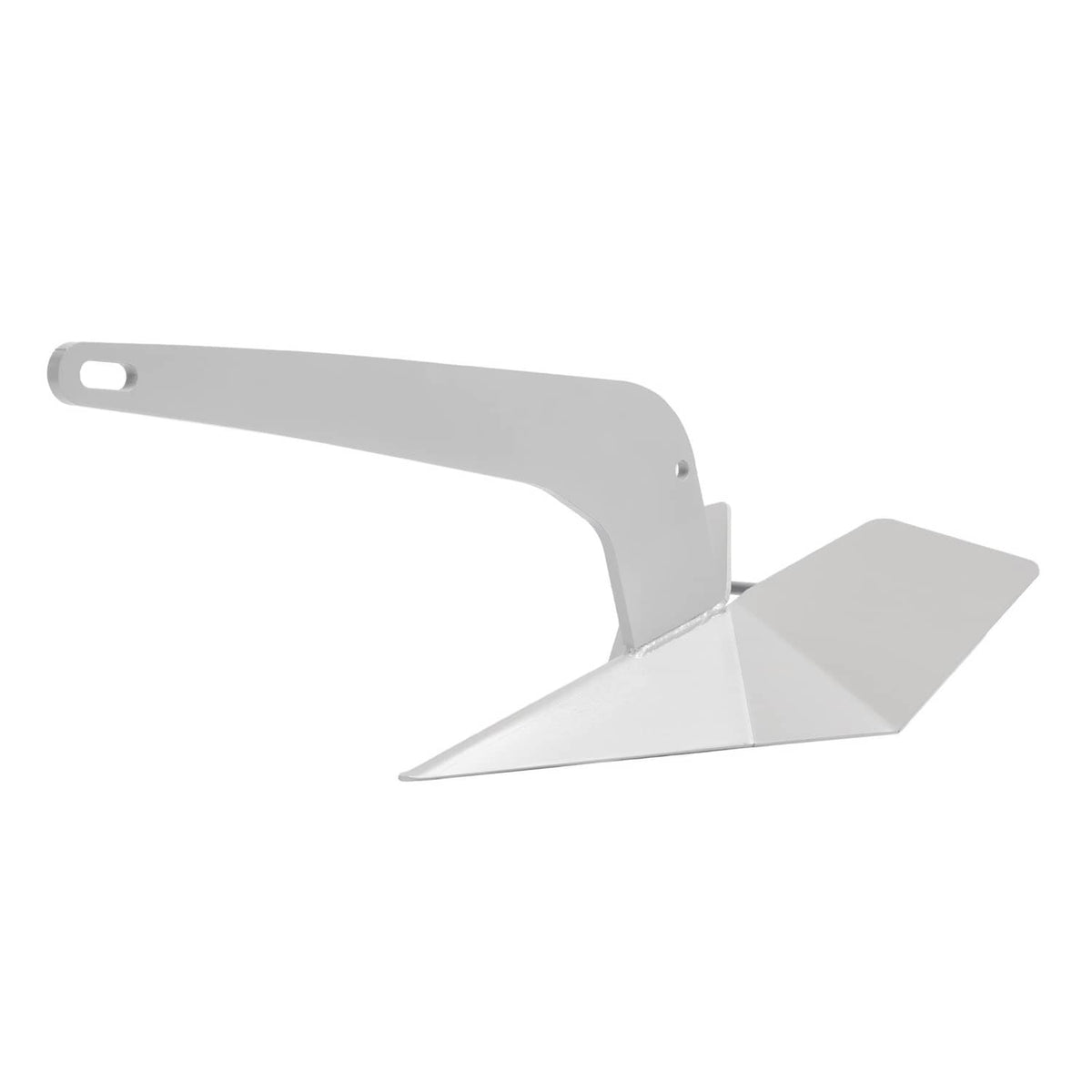 Delta-style wing anchor with gray shank and two wide fluke plates, front view