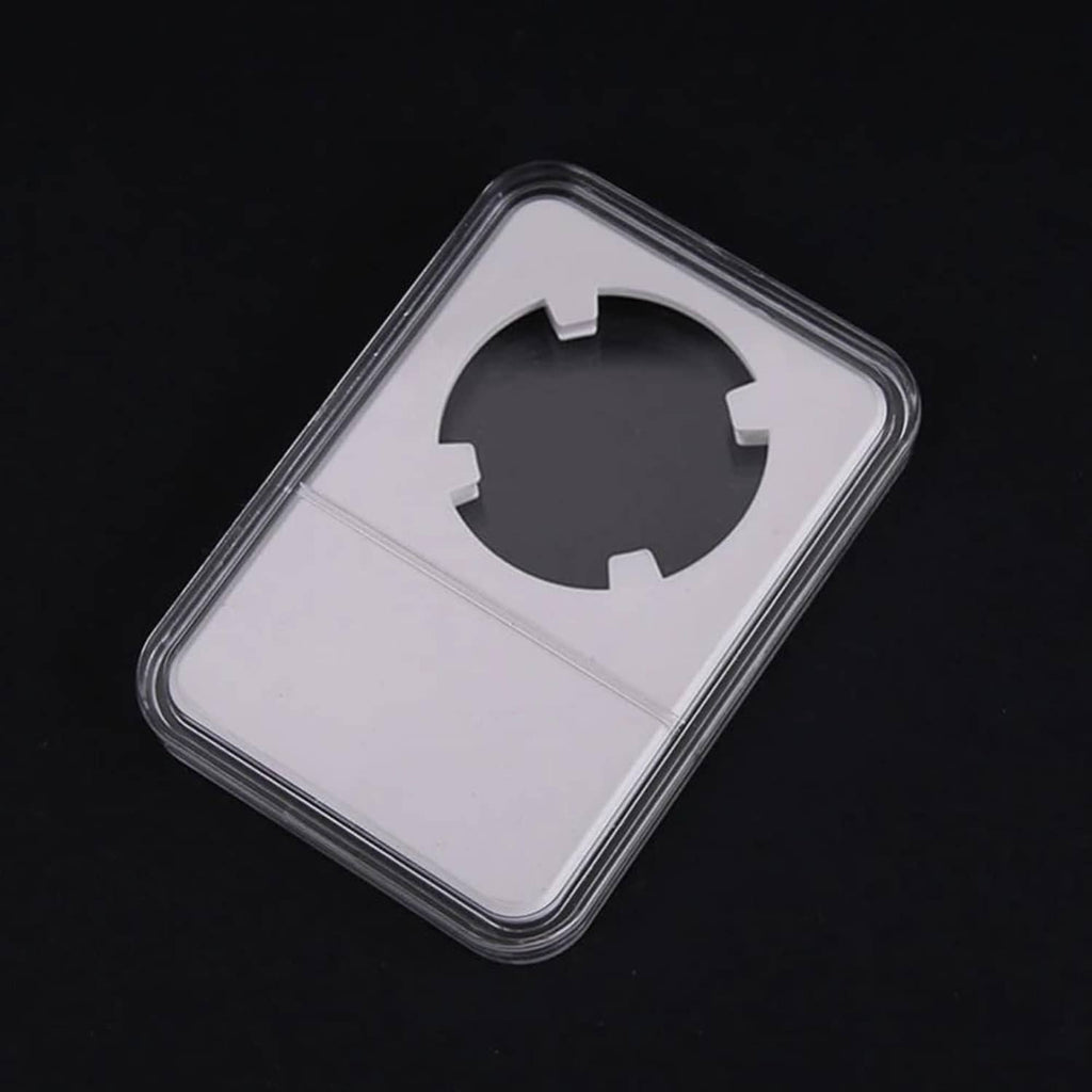 Acrylic coin slab holder, clear square case with circular coin insert cutout