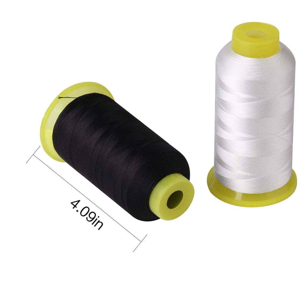 Bonded nylon sewing thread spool, white thread with yellow base