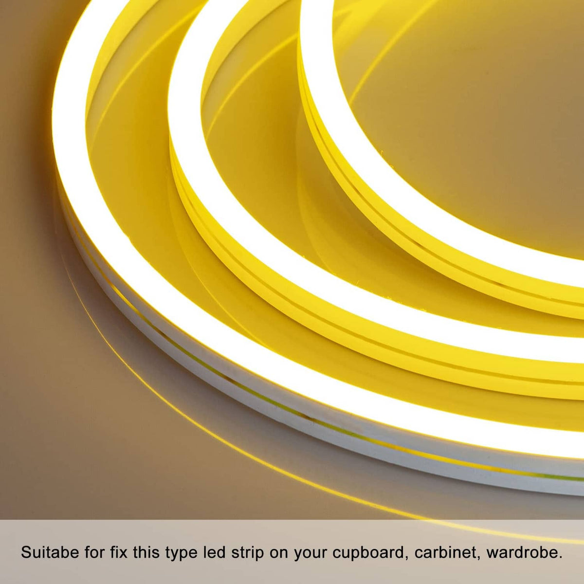 Curved LED rope light strip for mounting on surfaces with clips
