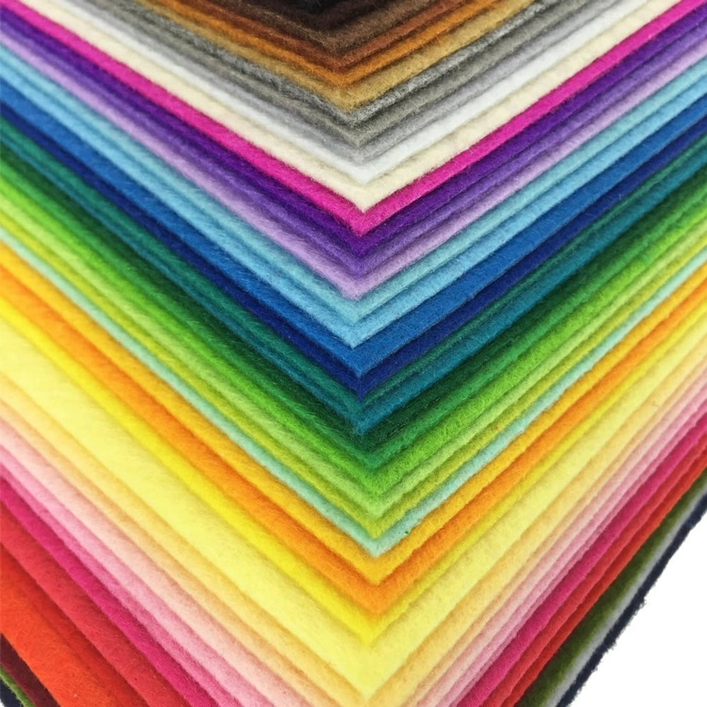 Close-up of colorful felt layers showing crisp stacked rainbow stripes