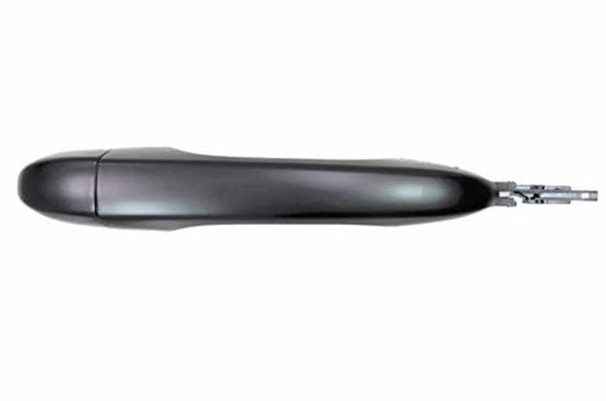 Front right exterior door handle, primed black, side view with mounting bracket