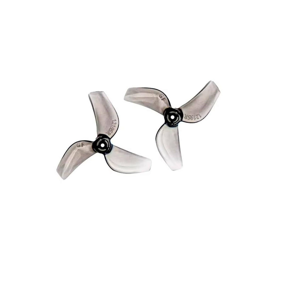 Two 3-blade PC propellers with silver blades and black hub, 31mm