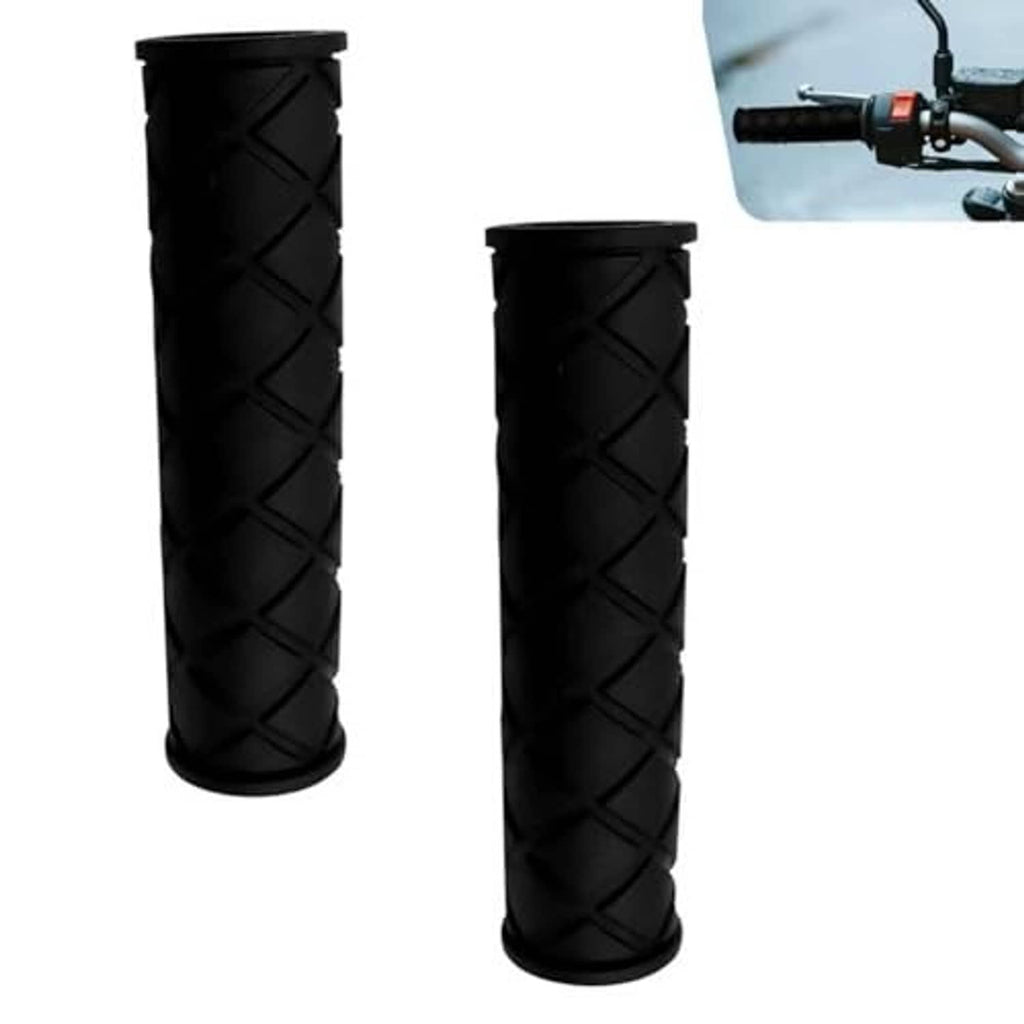 Pair of black rubber hand grips with diamond tread texture for a secure non-slip hold