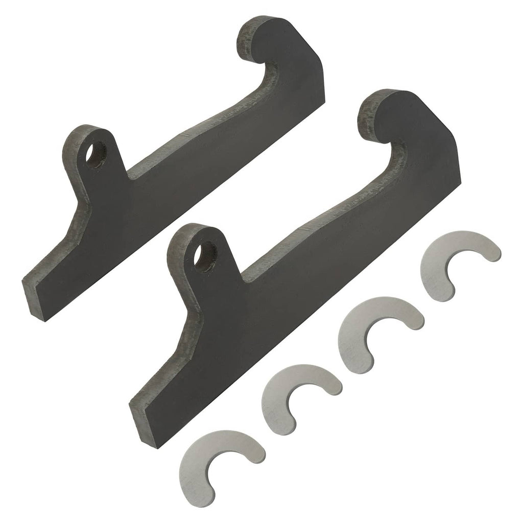 Set of two black loader brackets with mounting holes and four U-shaped clips