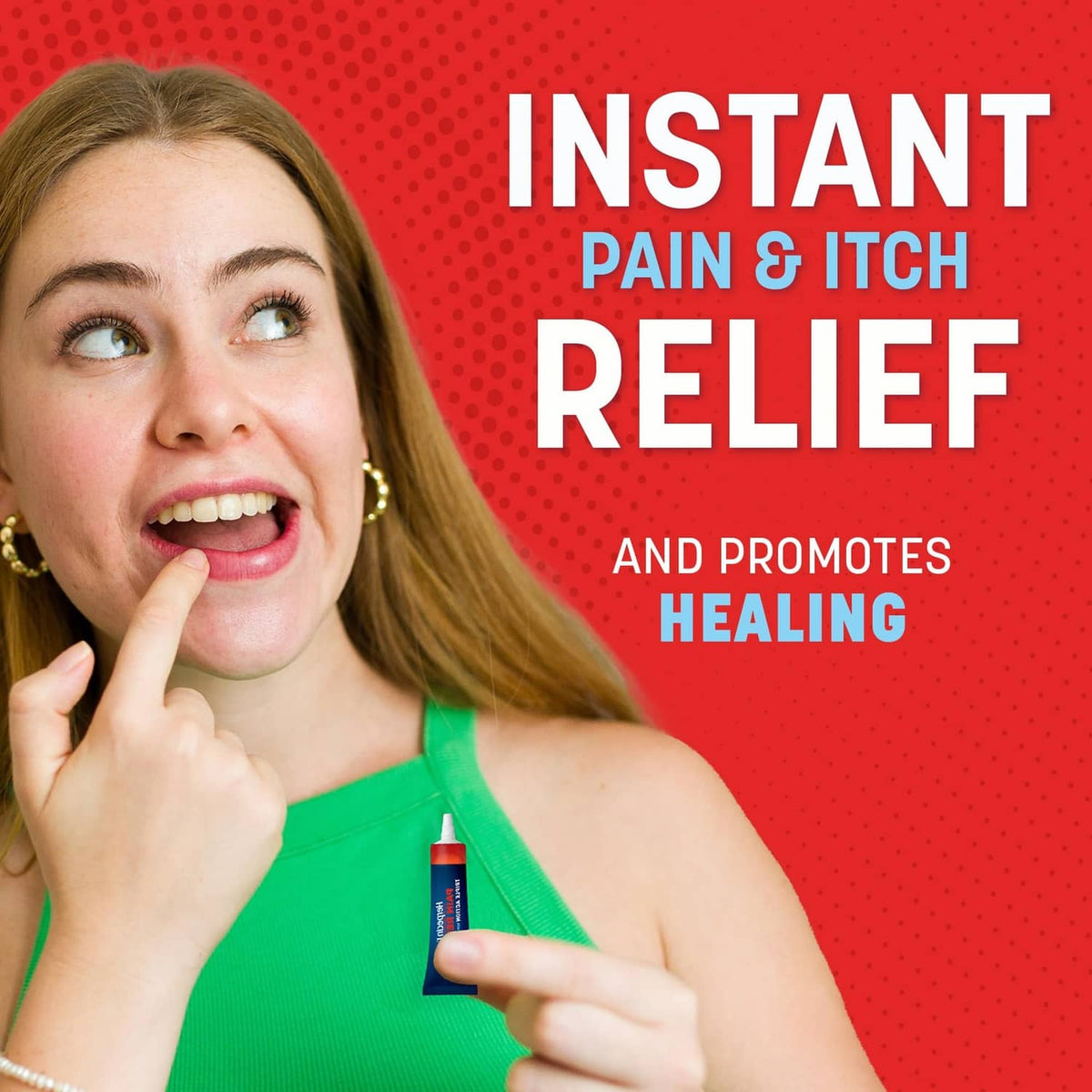 Herpecin-L pain relief tube with lidocaine, instant pain and itch relief for healing