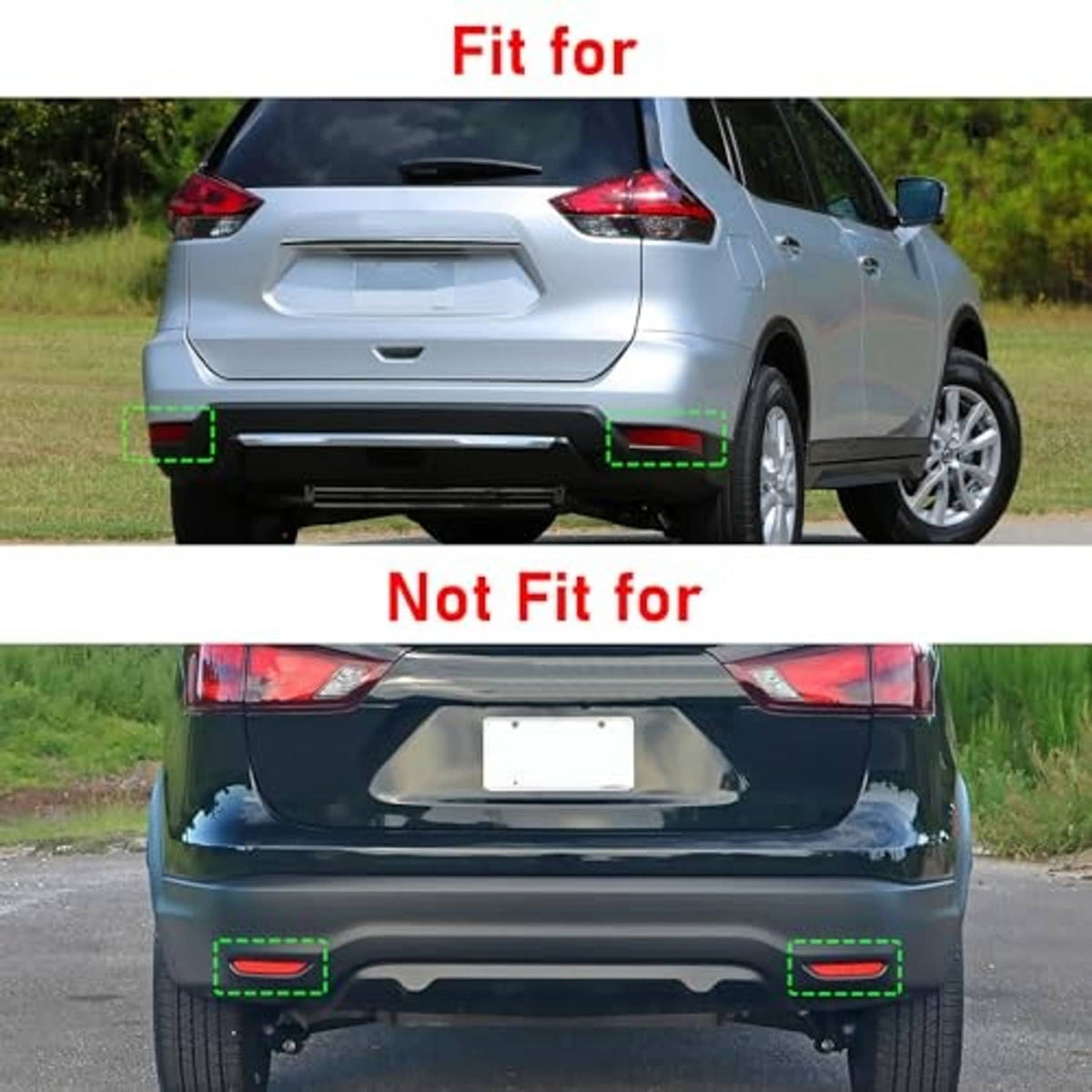 Red rear bumper reflectors installed on rear bumper corners (set of two)