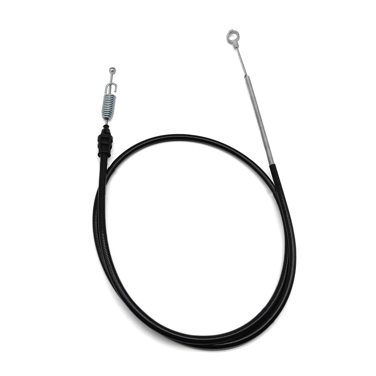 Black traction cable with spring and metal loop ends